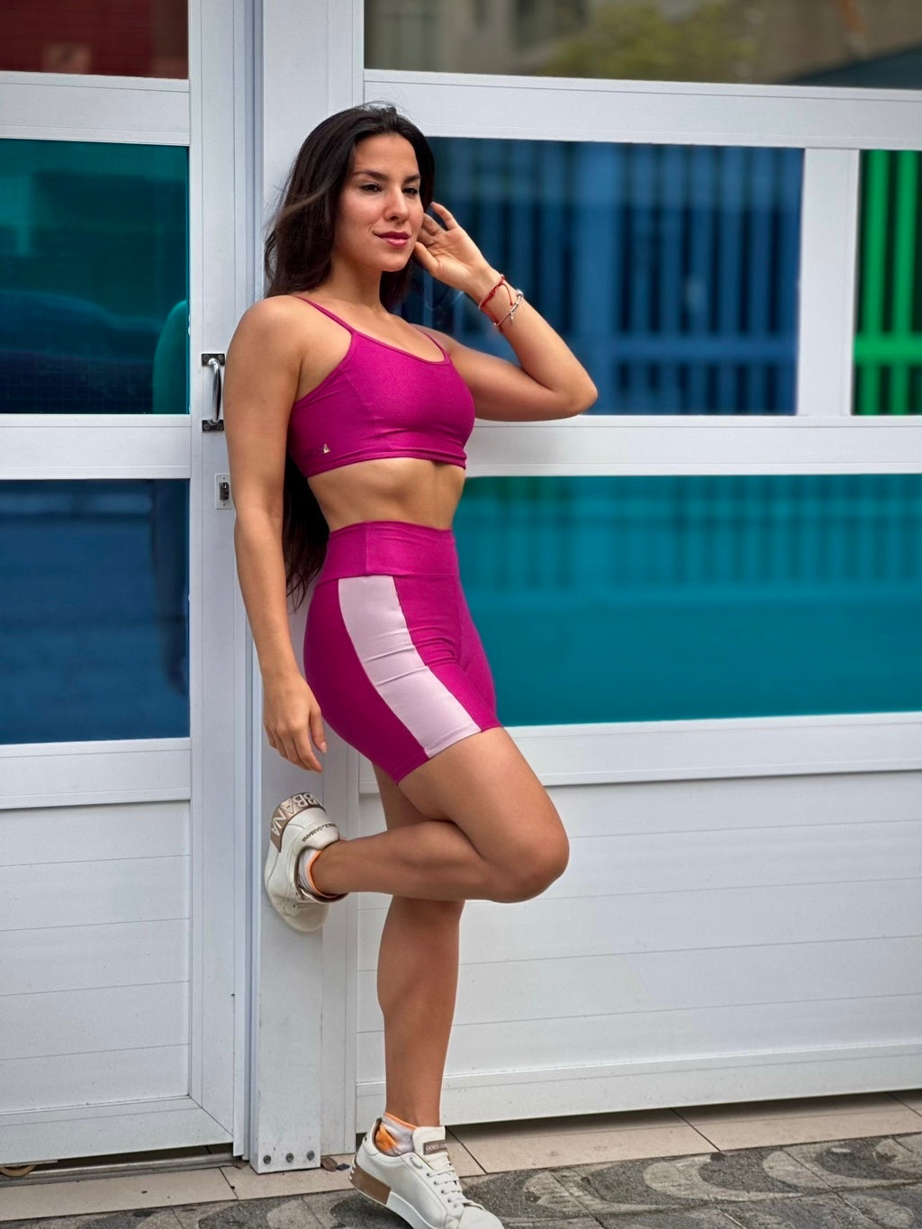 Shorts Duocolor Compressão - Cor: Rosa Pink